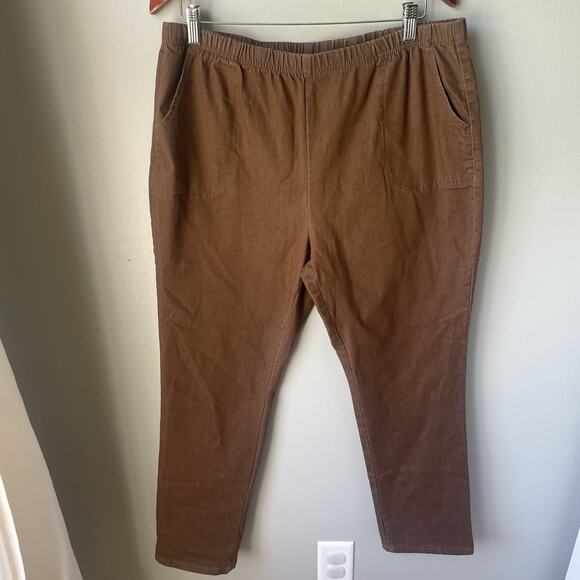 Blair Pants - BLAIR elastic Waist Pull On Pants Brown Womens Plus Size 18 Petite Cotton Blend